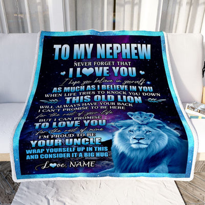 Personalized To My Nephew Blanket From Uncle Never Forget That I Love You Nephew Birthday Gifts Graduation Christmas Bed Fleece Throw Blanket | teecentury