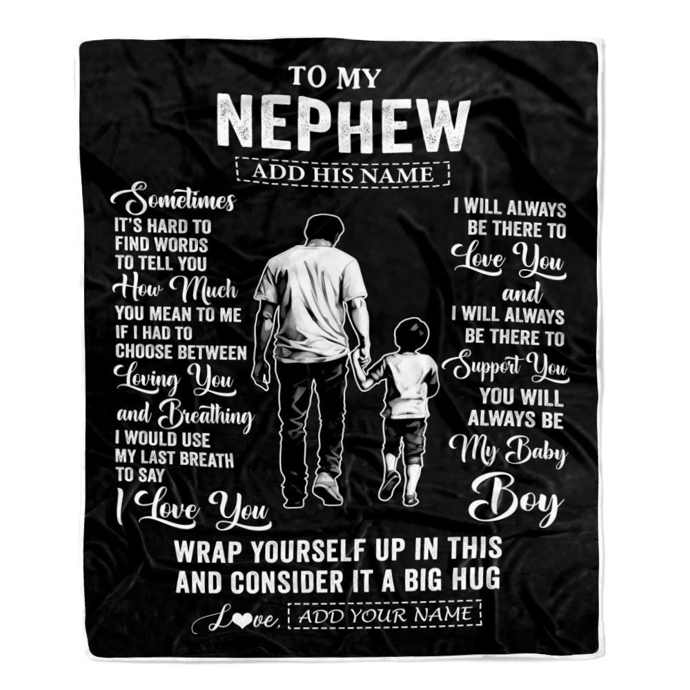 Personalized To My Nephew Blanket From Uncle Sometimes It's Hard Nephew Birthday Gifts Graduation Christmas Customized Fleece Throw Blanket | teecentury