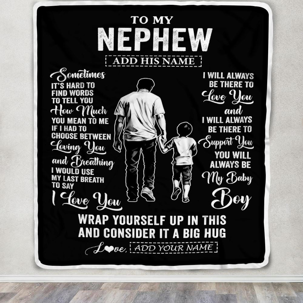 Personalized To My Nephew Blanket From Uncle Sometimes It's Hard Nephew Birthday Gifts Graduation Christmas Customized Fleece Throw Blanket | teecentury