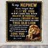 Personalized To My Nephew Blanket From Uncle This Old Lion Love You Nephew Birthday Graduation Christmas Customized Bed Fleece Throw Blanket | teecentury