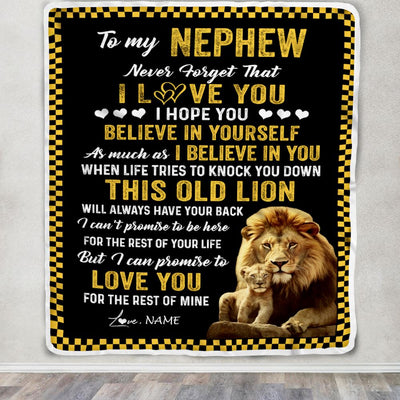 Personalized To My Nephew Blanket From Uncle This Old Lion Love You Nephew Birthday Graduation Christmas Customized Bed Fleece Throw Blanket | teecentury
