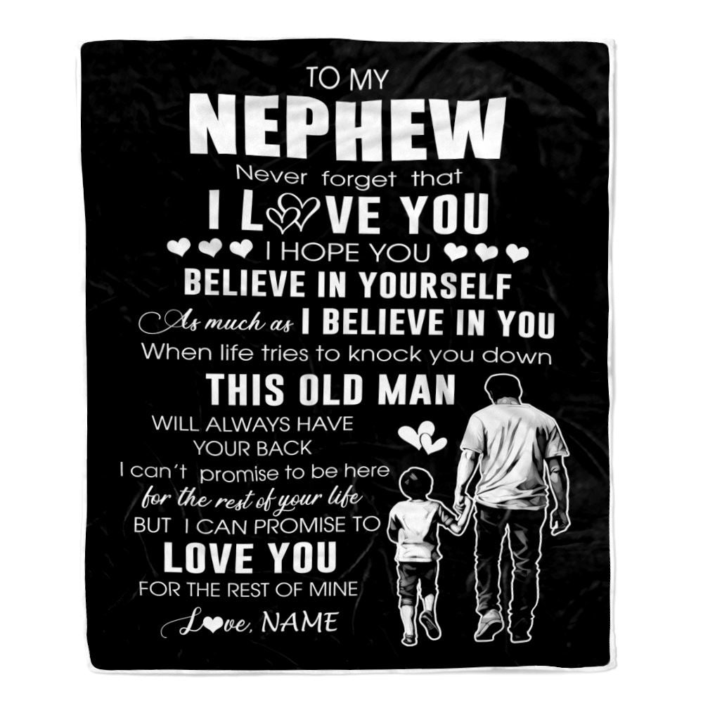 Personalized To My Nephew Blanket From Uncle This Old Man Love You Nephew Birthday Gifts Graduation Christmas Customized Bed Fleece Throw Blanket | teecentury