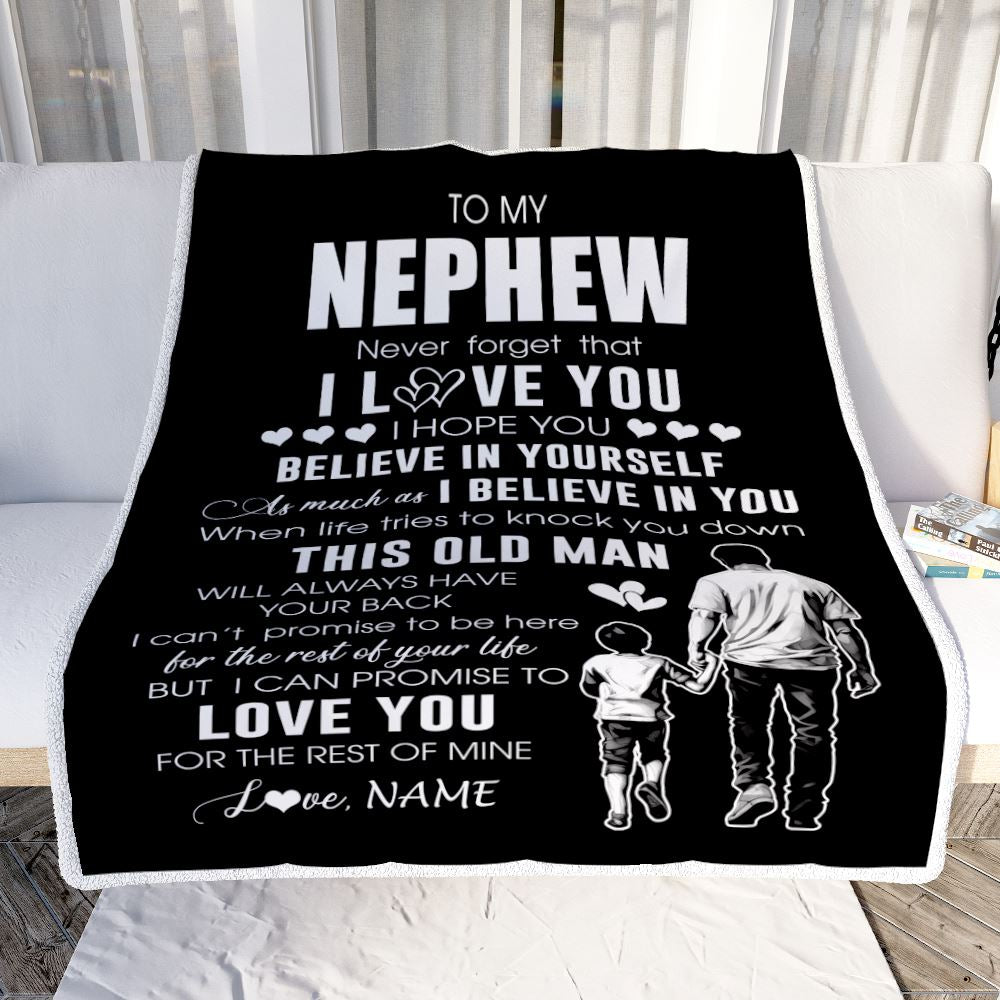 Personalized To My Nephew Blanket From Uncle This Old Man Love You Nephew Birthday Gifts Graduation Christmas Customized Bed Fleece Throw Blanket | teecentury