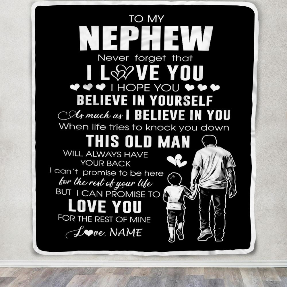 Personalized To My Nephew Blanket From Uncle This Old Man Love You Nephew Birthday Gifts Graduation Christmas Customized Bed Fleece Throw Blanket | teecentury