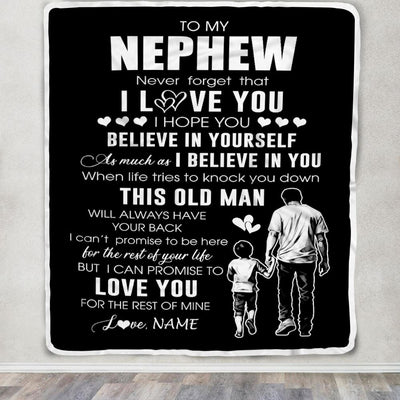Personalized To My Nephew Blanket From Uncle This Old Man Love You Nephew Birthday Gifts Graduation Christmas Customized Bed Fleece Throw Blanket | teecentury