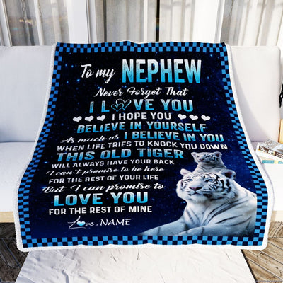 Personalized To My Nephew Blanket Gift From Aunt Uncle This Old Tiger Love You Nephew Birthday Graduation Christmas Customized Bed Fleece Throw Blanket | teecentury