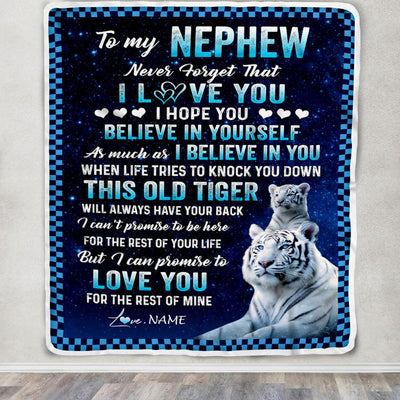 Personalized To My Nephew Blanket Gift From Aunt Uncle This Old Tiger Love You Nephew Birthday Graduation Christmas Customized Bed Fleece Throw Blanket | teecentury