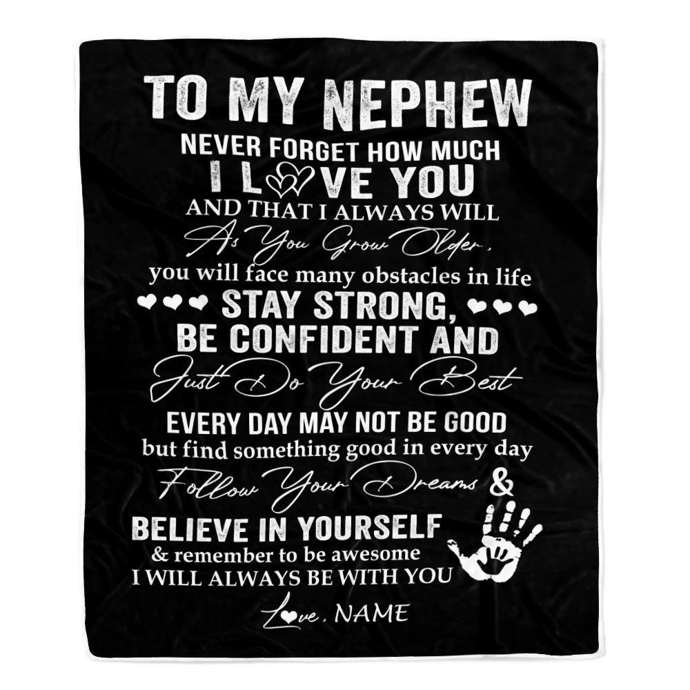 Personalized To My Nephew Blanket I Love You Forever From Aunt Auntie Uncle Nephew Birthday Christmas Thanksgiving Graduation Customized Fleece Blanket | teecentury