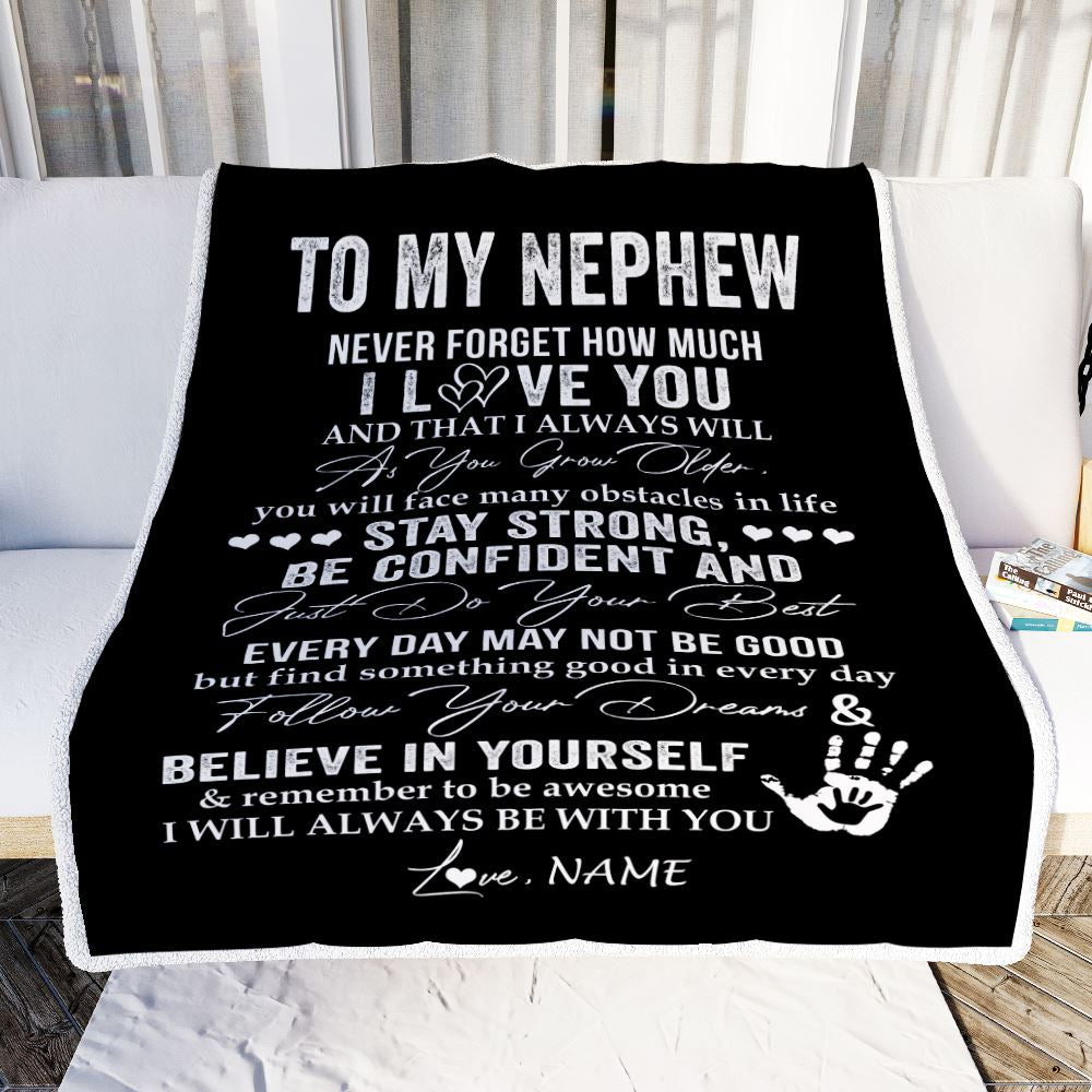 Personalized To My Nephew Blanket I Love You Forever From Aunt Auntie Uncle Nephew Birthday Christmas Thanksgiving Graduation Customized Fleece Blanket | teecentury