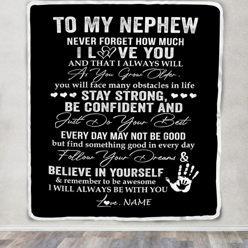 Personalized To My Nephew Blanket I Love You Forever From Aunt Auntie Uncle Nephew Birthday Christmas Thanksgiving Graduation Customized Fleece Blanket | teecentury