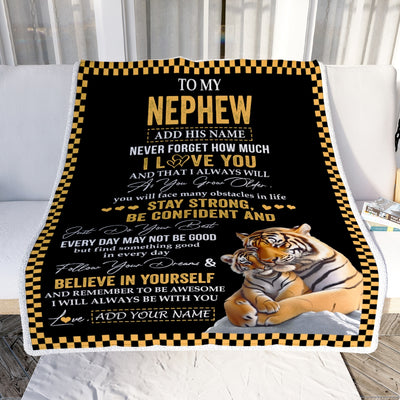Personalized To My Nephew Blanket Tiger I Love You Forever From Aunt Auntie Uncle Nephew Birthday Gifts Christmas Graduation Customized Fleece Blanket | teecentury