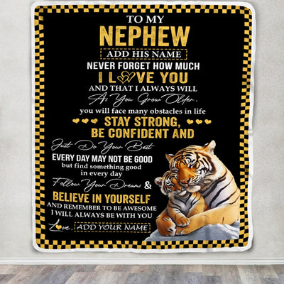 Personalized To My Nephew Blanket Tiger I Love You Forever From Aunt Auntie Uncle Nephew Birthday Gifts Christmas Graduation Customized Fleece Blanket | teecentury