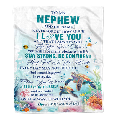 Personalized To My Nephew Blanket Turtle I Love You Forever From Aunt Auntie Uncle Nephew Birthday Gifts Christmas Graduation Customized Fleece Blanket | teecentury