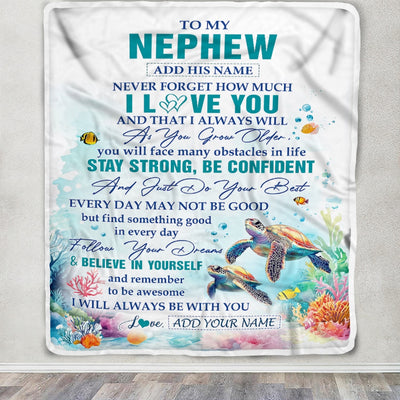 Personalized To My Nephew Blanket Turtle I Love You Forever From Aunt Auntie Uncle Nephew Birthday Gifts Christmas Graduation Customized Fleece Blanket | teecentury