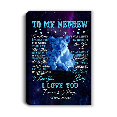 Personalized To My Nephew Canvas From Aunt Auntie Sometimes It's Hard Lion Nephew Gift Birthday Graduation Christmas Custom Wall Art Print Framed Canvas | teecentury
