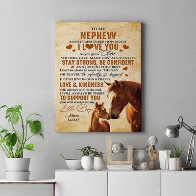 Personalized To My Nephew Canvas From Uncle Aunt Auntie Always Remember I Love You Horse Nephew Birthday Gifts Graduation Christmas Custom Wall Art Print Framed Canvas | teecentury