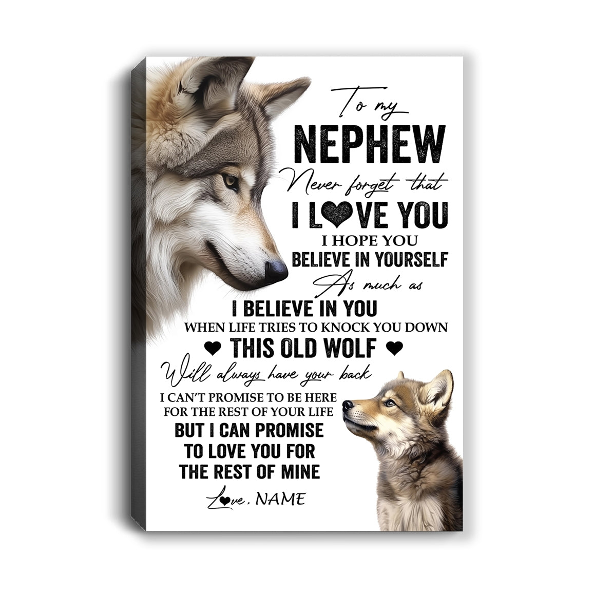 Personalized To My Nephew Canvas From Uncle Aunt Auntie This Old Wolf Love You Nephew Birthday Gifts Graduation Christmas Custom Wall Art Print Framed Canvas | teecentury
