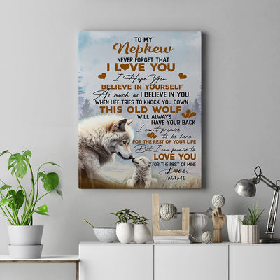 Personalized To My Nephew Canvas From Uncle Aunt Never Forget That I Love You Wolf Nephew Birthday Gifts Graduation Christmas Custom Wall Art Print Framed Canvas | teecentury