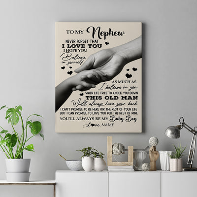 Personalized To My Nephew Canvas From Uncle Never Forget That I Love You Nephew For Birthday Gifts Graduation Christmas Custom Wall Art Print Framed Canvas | teecentury