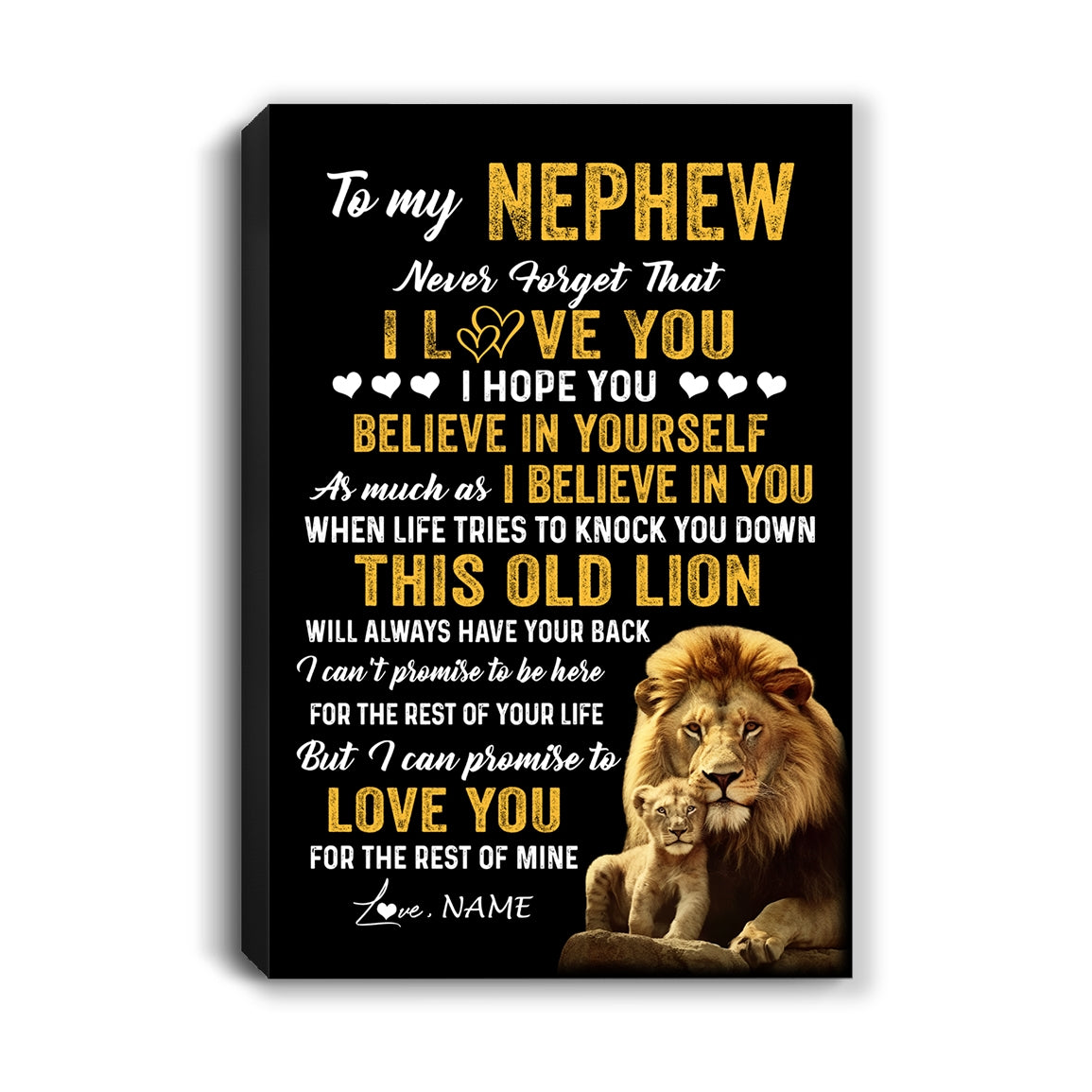 Personalized To My Nephew Canvas From Uncle This Old Lion Love You Nephew Birthday Gifts Graduation Christmas Custom Wall Art Print Framed Canvas | teecentury