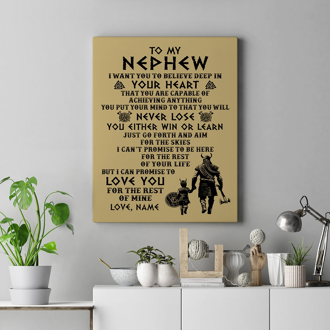 Personalized To My Nephew Canvas From Uncle You Will Never Lose Viking Nephew Birthday Gifts Graduation Christmas Custom Wall Art Print Framed Canvas | teecentury