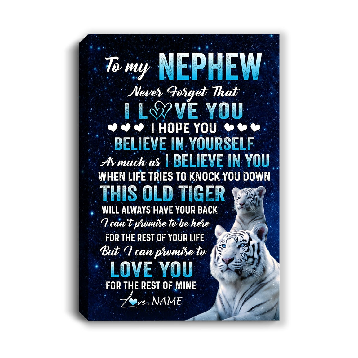 Personalized To My Nephew Canvas Gift From Aunt Uncle This Old Tiger Love You Nephew Birthday Gifts Graduation Christmas Custom Wall Art Print Framed Canvas | teecentury