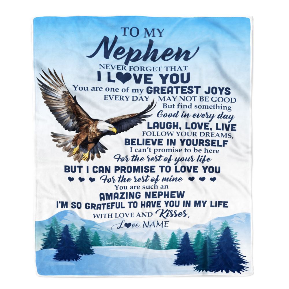 Personalized To My Nephew Eagle Blanket From Aunt Uncle Never Forget That I Love You Nephew Gift Birthday Graduation Christmas Customized Gift Fleece Blanket | teecentury