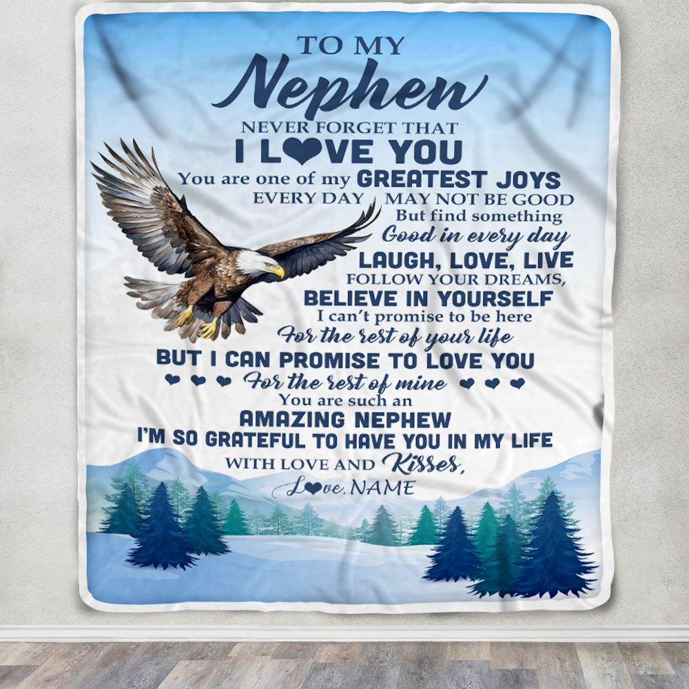 Personalized To My Nephew Eagle Blanket From Aunt Uncle Never Forget That I Love You Nephew Gift Birthday Graduation Christmas Customized Gift Fleece Blanket | teecentury