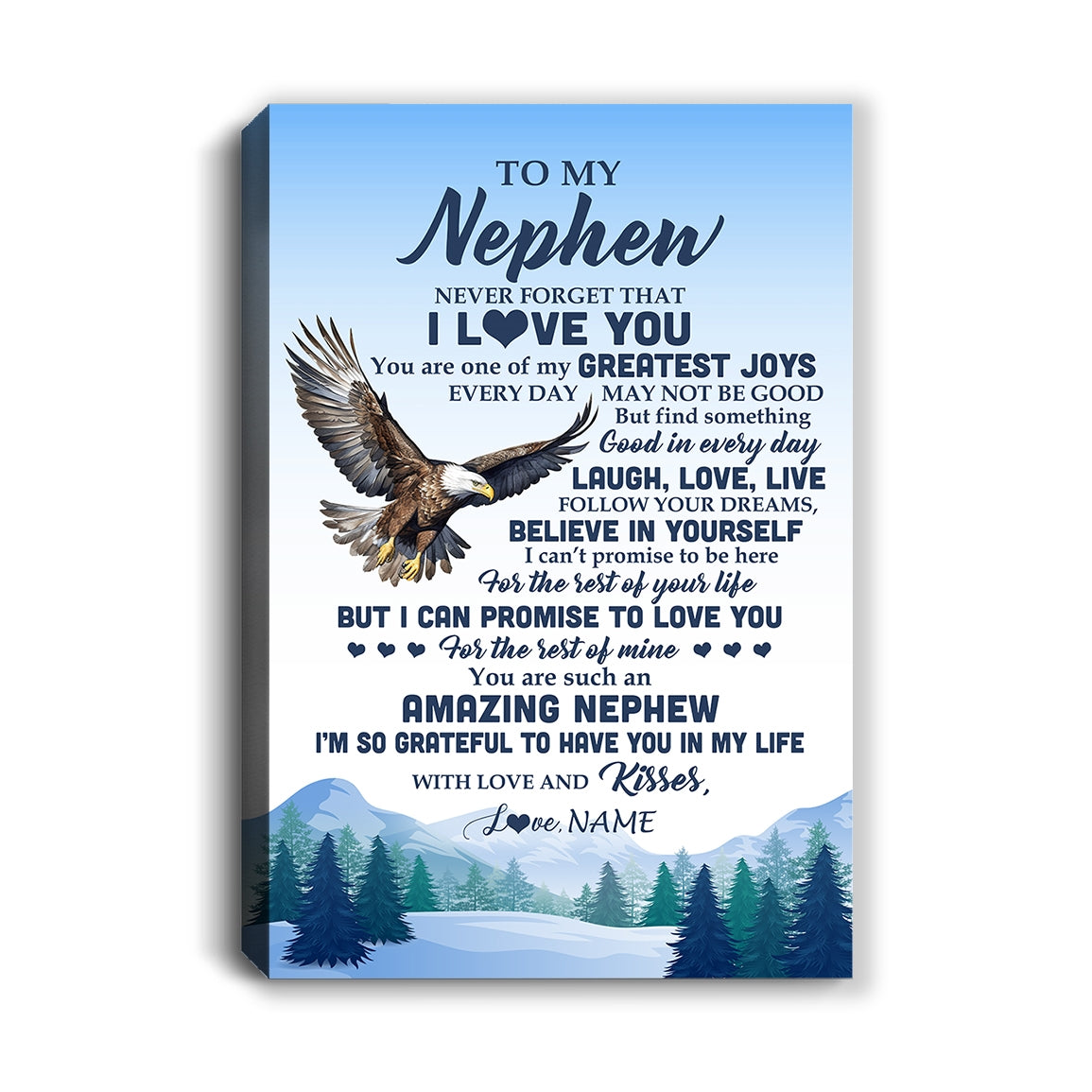 Personalized To My Nephew Eagle Canvas From Aunt Uncle Never Forget That I Love You Nephew Gift Birthday Graduation Christmas Custom Wall Art Print Framed Canvas | teecentury