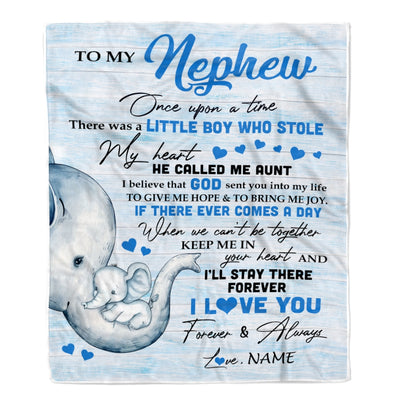 Personalized To My Nephew Elephant Blanket From Aunt Auntie I'll Stay There Forever Nephew Birthday Christmas Customized Bed Quilt Fleece Throw Blanket | teecentury