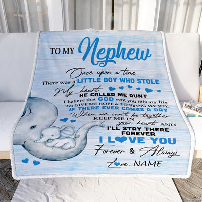 Personalized To My Nephew Elephant Blanket From Aunt Auntie I'll Stay There Forever Nephew Birthday Christmas Customized Bed Quilt Fleece Throw Blanket | teecentury