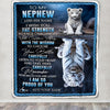 Personalized To My Nephew Gifts Blanket From Aunt Uncle Auntie I Wish You The Strength White Tier Nephew Birthday Gifts Christmas Custom Fleece Throw Blanket | teecentury