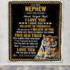 Personalized To My Nephew Gifts Blanket From Aunt Uncle Auntie This Old Tiger Love You Nephew Birthday Gifts Graduation Christmas Customized Fleece Blanket | teecentury