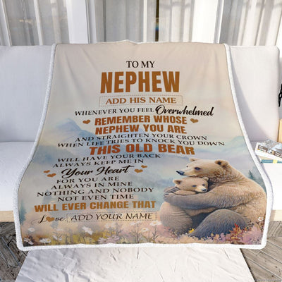Personalized To My Nephew Gifts Blanket From Aunt Uncle Auntie Whenever Bear Unique Birthday Gifts For Nephew Graduation Christmas Custom Fleece Throw Blanket | teecentury