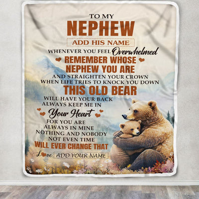 Personalized To My Nephew Gifts Blanket From Aunt Uncle Auntie Whenever Bear Unique Birthday Gifts For Nephew Graduation Christmas Custom Fleece Throw Blanket | teecentury