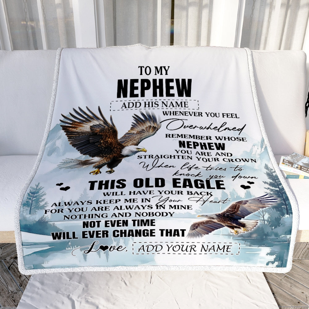 Personalized To My Nephew Gifts Blanket From Aunt Uncle Auntie Whenever Eagle Unique Birthday Gifts For Nephew Graduation Christmas Custom Fleece Throw Blanket | teecentury