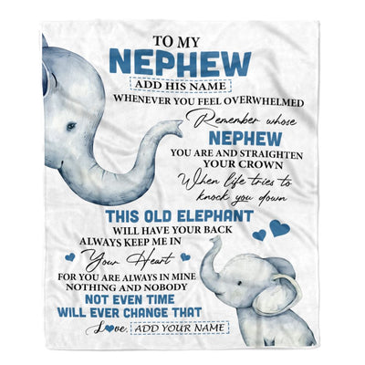 Personalized To My Nephew Gifts Blanket From Aunt Uncle Auntie Whenever Elephant Unique Birthday Gifts For Nephew Graduation Christmas Fleece Throw Blanket | teecentury