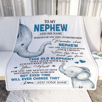 Personalized To My Nephew Gifts Blanket From Aunt Uncle Auntie Whenever Elephant Unique Birthday Gifts For Nephew Graduation Christmas Fleece Throw Blanket | teecentury