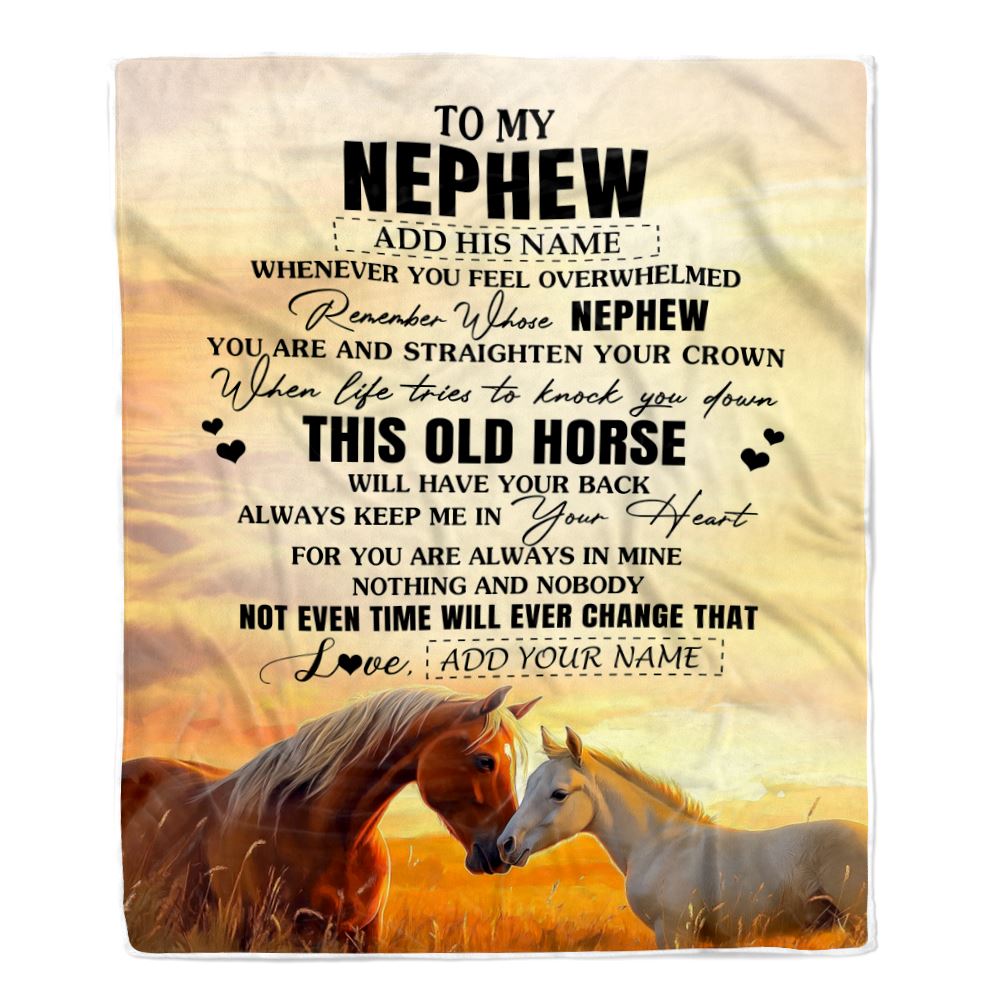 Personalized To My Nephew Gifts Blanket From Aunt Uncle Auntie Whenever Horse Unique Birthday Gifts For Nephew Graduation Christmas Custom Fleece Throw Blanket | teecentury