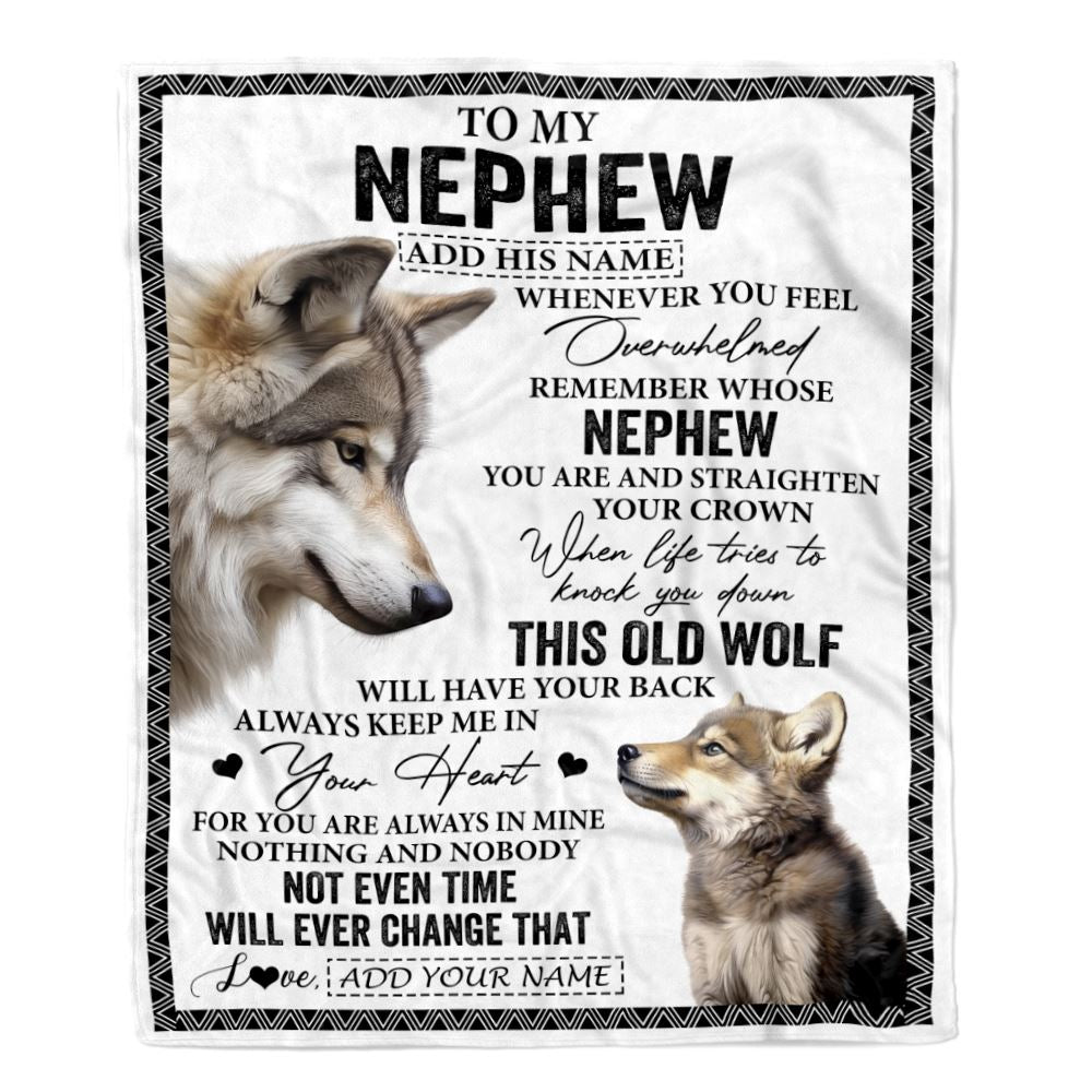 Personalized To My Nephew Gifts Blanket From Aunt Uncle Auntie Whenever Wolf Unique Birthday Gifts For Nephew Graduation Christmas Custom Fleece Throw Blanket | teecentury