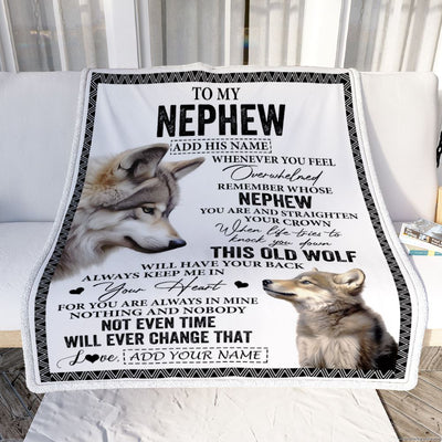 Personalized To My Nephew Gifts Blanket From Aunt Uncle Auntie Whenever Wolf Unique Birthday Gifts For Nephew Graduation Christmas Custom Fleece Throw Blanket | teecentury