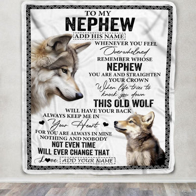 Personalized To My Nephew Gifts Blanket From Aunt Uncle Auntie Whenever Wolf Unique Birthday Gifts For Nephew Graduation Christmas Custom Fleece Throw Blanket | teecentury
