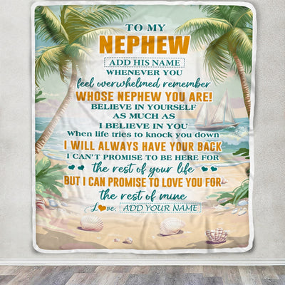 Personalized To My Nephew Gifts Blanket From Aunt Uncle Auntie Whenever You Feel Beach Nephew Birthday Gifts Graduation Christmas Custom Fleece Blanket | teecentury