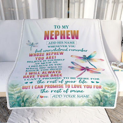 Personalized To My Nephew Gifts Blanket From Aunt Uncle Auntie Whenever You Feel Dragonfly Nephew Birthday Gifts Graduation Christmas Custom Fleece Blanket | teecentury