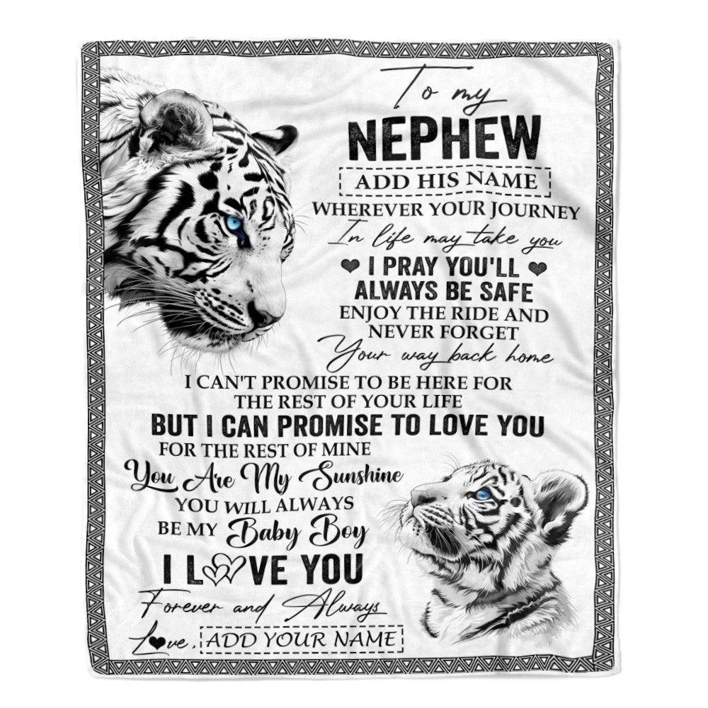 Personalized To My Nephew Gifts Blanket From Aunt Uncle Auntie Wherever Your Journey In Life White Tier Nephew Birthday Gifts Christmas Custom Fleece Blanket | teecentury