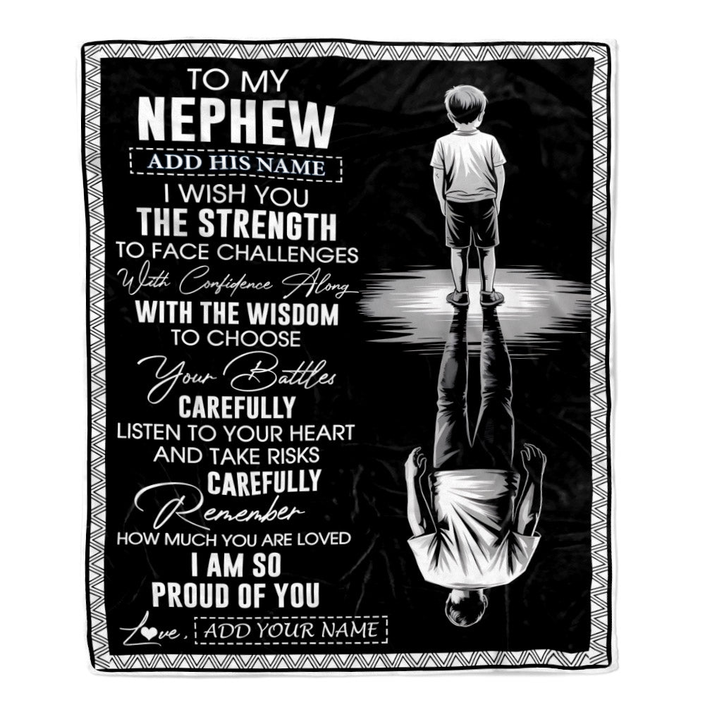 Personalized To My Nephew Gifts Blanket From Aunt Uncle I Wish You The Strength Aunt Nephew Birthday Gifts Christmas Graduation Custom Fleece Throw Blanket | teecentury