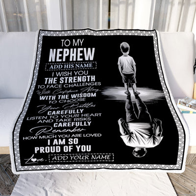 Personalized To My Nephew Gifts Blanket From Aunt Uncle I Wish You The Strength Aunt Nephew Birthday Gifts Christmas Graduation Custom Fleece Throw Blanket | teecentury