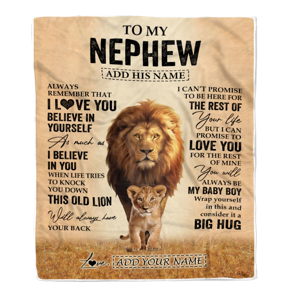 Personalized To My Nephew Gifts Blanket From Uncle Always Remember Lion Gifts For Nephew Birthday Graduation Christmas Customized Fleece Throw Blanket | teecentury