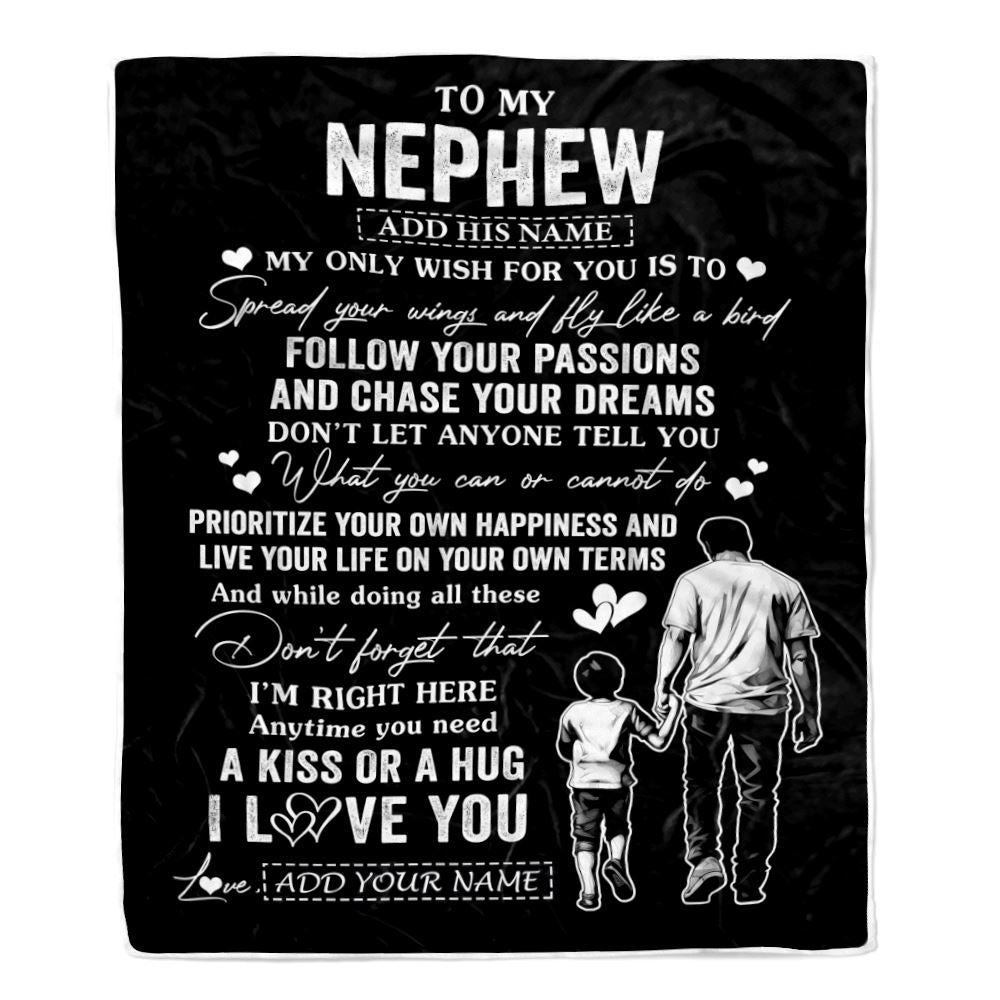 Personalized To My Nephew Gifts Blanket From Uncle My Only Wish For You Nephew Birthday Gifts Graduation Christmas Customized Fleece Throw Blanket | teecentury