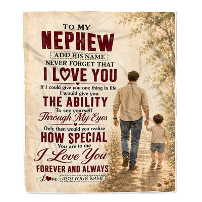 Personalized To My Nephew Gifts Blanket From Uncle Nephew Holding Hands Letter Birthday Gift Graduation Christmas Customized Bed Fleece Throw Blanket | teecentury